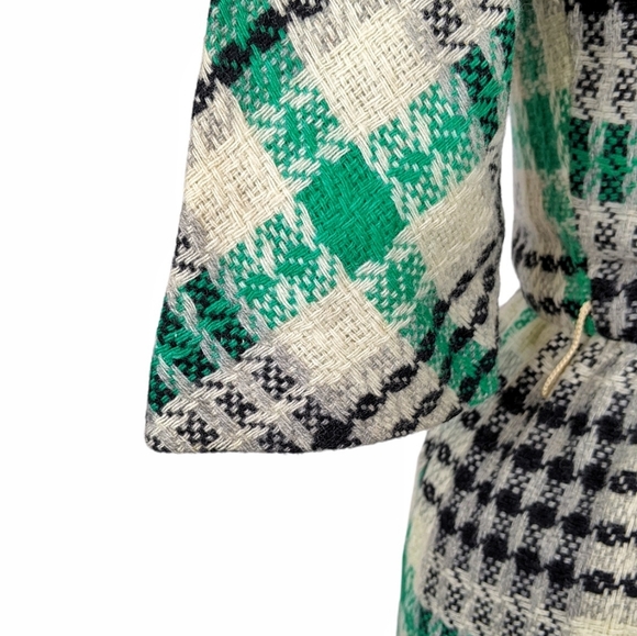 1950s/1960s Cocktail Wiggle Dress XS Vintage Petite Green Retro Tweed Wool - Picture 5 of 7